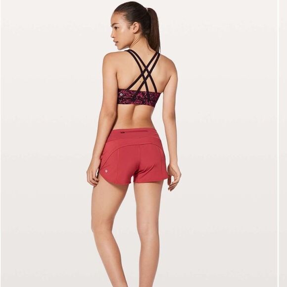 LULULEMON Energy Bra Strappy Sports Bra Black Pink Red Infinity Energy Print 6 - Picture 7 of 8